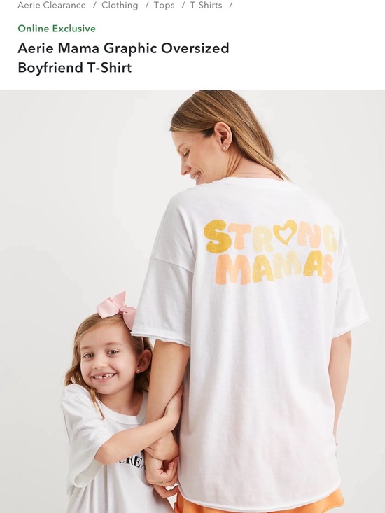 aerie Tops - aerie White Tee with Yellow-to-Peach STRONG MAMAS Graphic